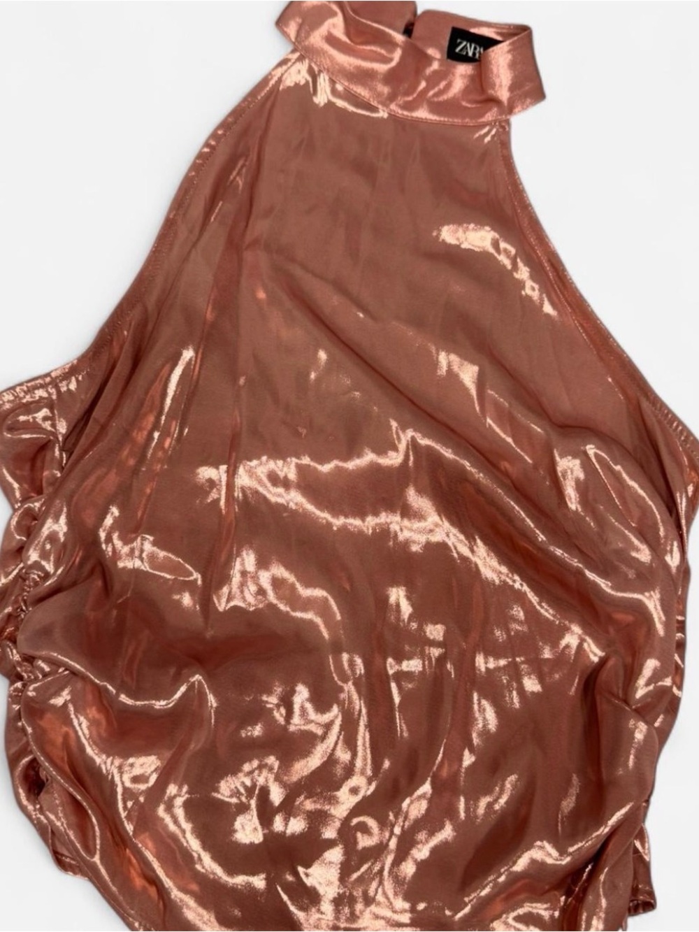 Zara Metallic Rose Pink Halter Top